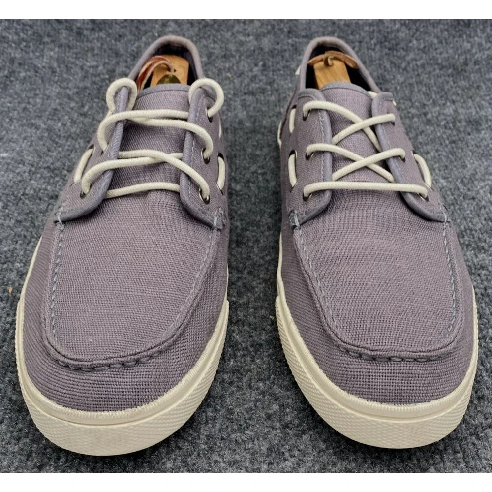 Toms Men's Mauve Canvas Boat Shoes with Cream Accents